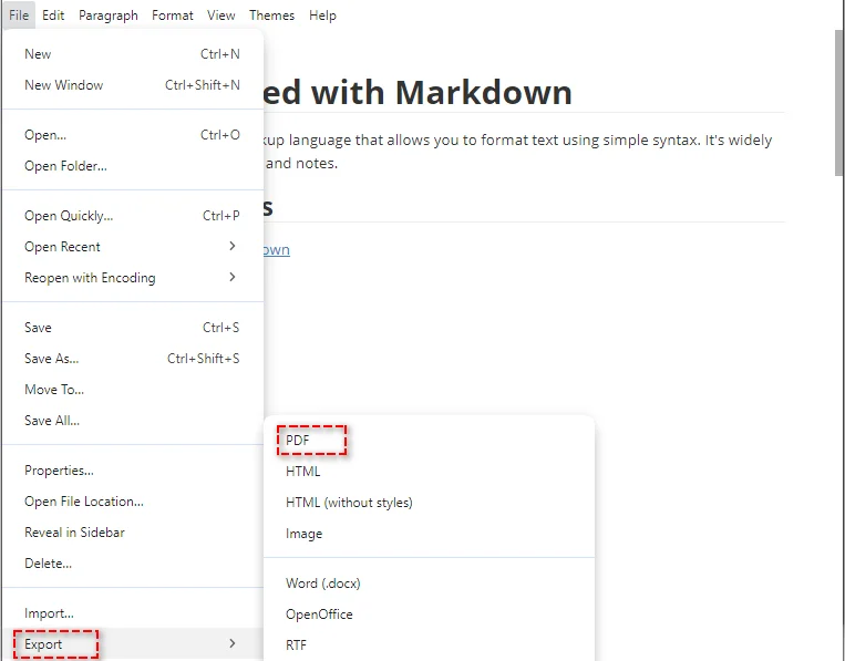 Converter Markdown para PDF com o Typora