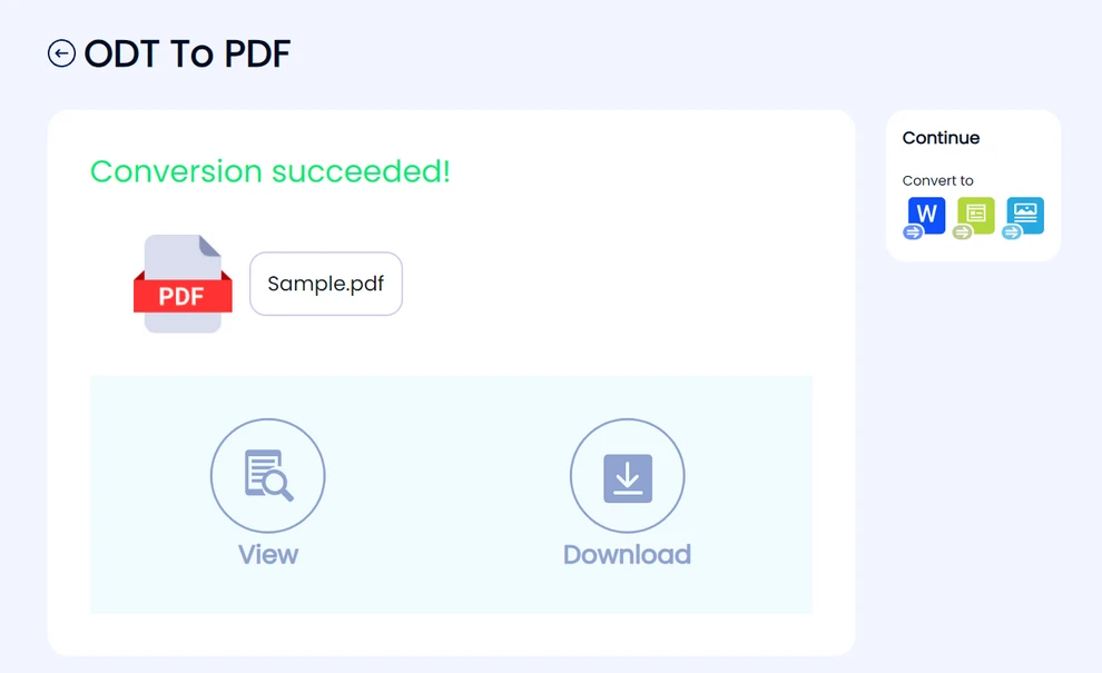 Download ODT to PDF Conversion Result from CloudXDocs