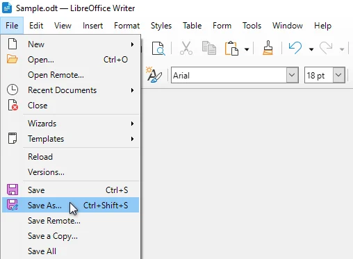 Convertir ODT en Word avec LibreOffice