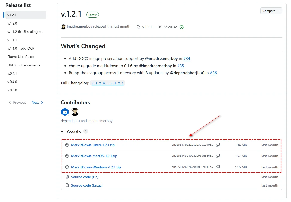 Télécharger l'interface graphique MarkItDown depuis Github