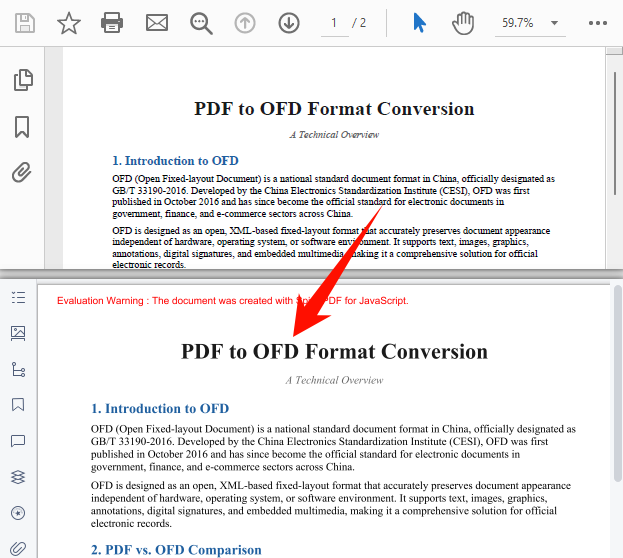 OFD output generated after conversion via SaveToFile with FileFormat.OFD