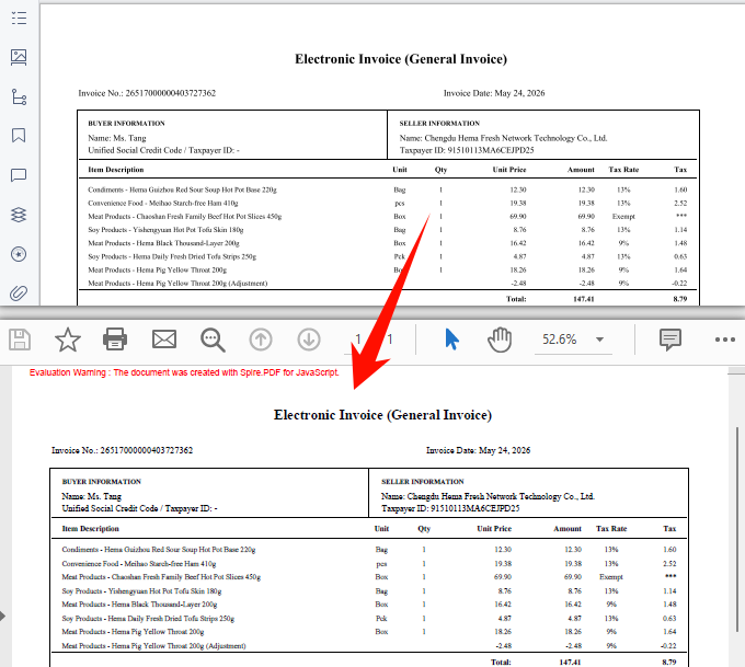 Standard PDF output generated after conversion via OfdConverter