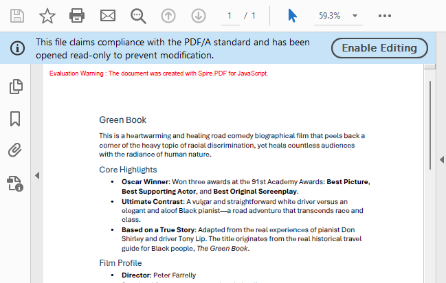 PDF/A output generated after conversion via PdfStandardsConverter