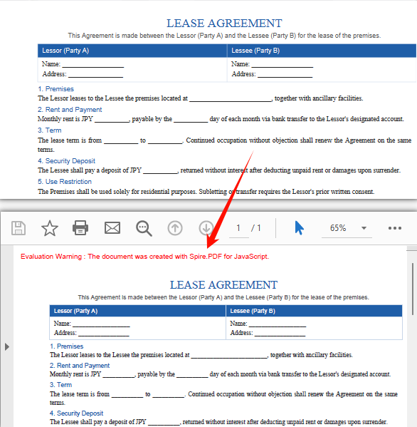 PDF document generated after loading XPS via the PdfDocument LoadFromXPS method and converting