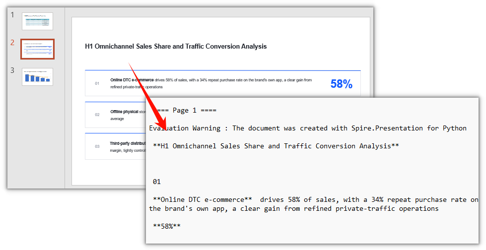 The Markdown file produced by exporting a specific slide