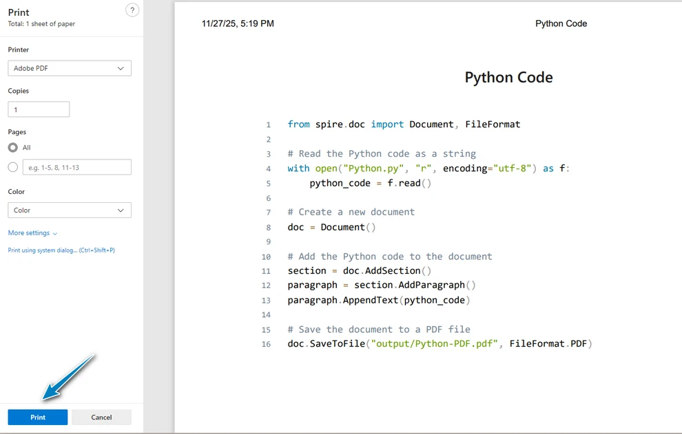 Imprimir Documento como Arquivo PDF