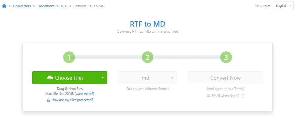 Converti RTF in Markdown online