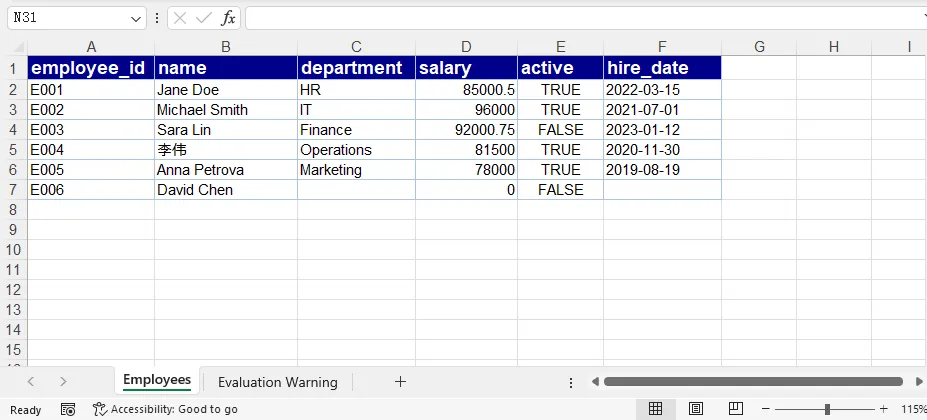 Convert a simple json array to Excel