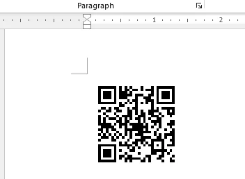 The Result Showing the QR Code Generated with Field Code in Word