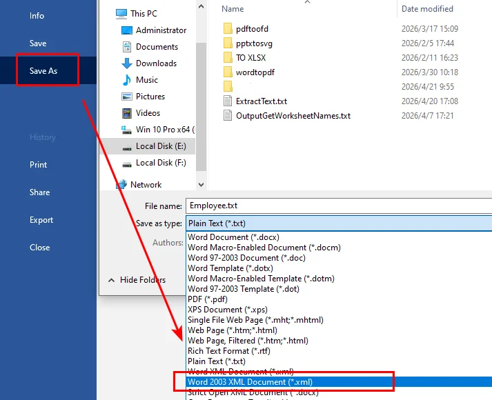 Converter um Arquivo de Texto para XML Usando Salvar Como no MS Word