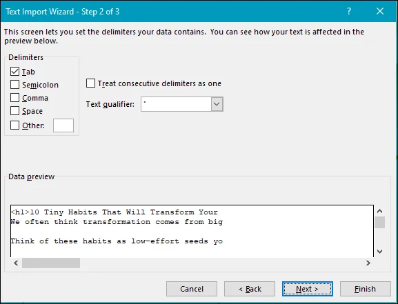 adjust correct delimiter like tab space and coma