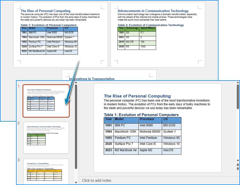 Python 코드로 Word에서 변환된 PowerPoint 프레젠테이션
