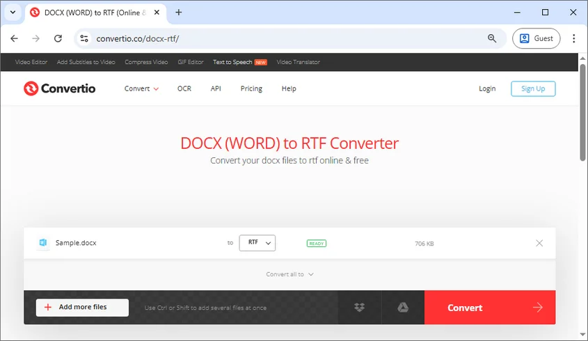 Convert Word to RTF Free Online