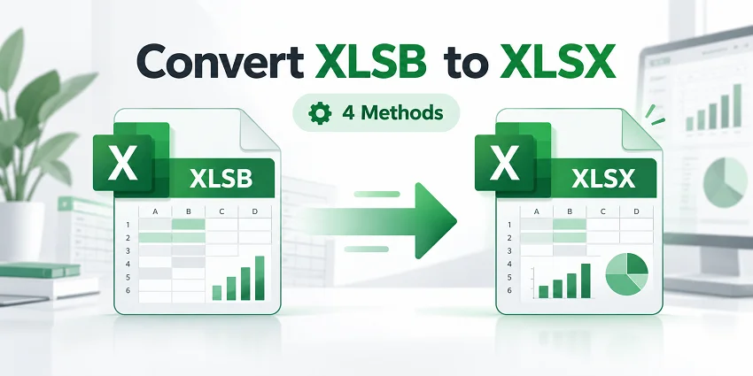 XLSB to XLSX conversion using Microsoft Excel, an online converter, VBA, and C#