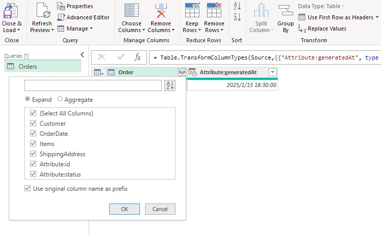 Editor di Power Query di Excel