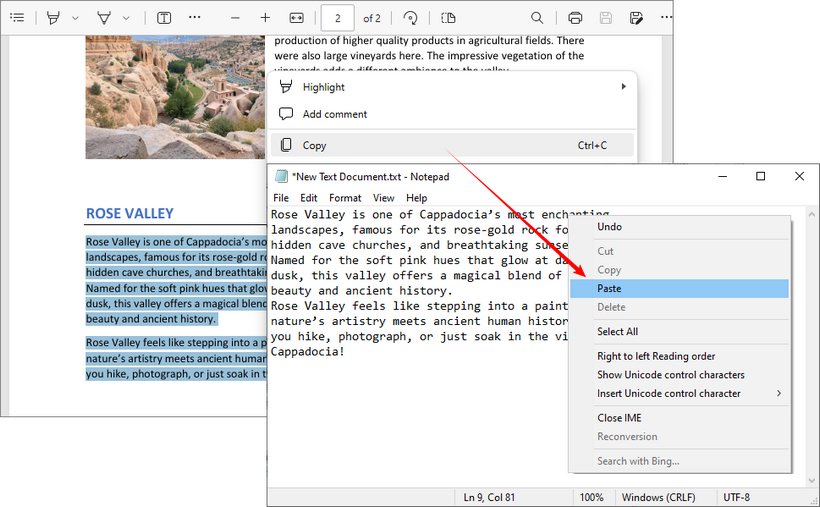 The copy and paste method for extracting PDF text