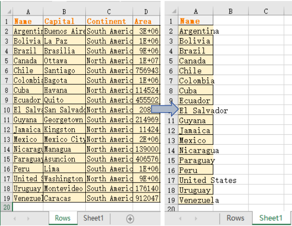 Column copy result