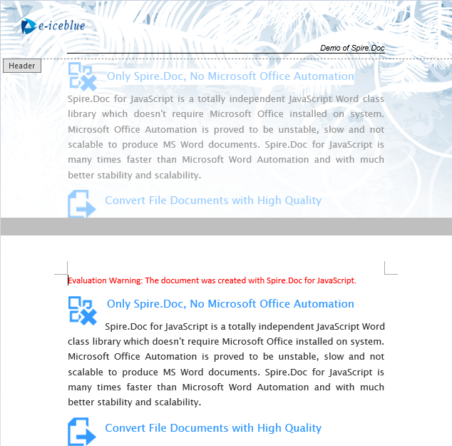 Word document after removing headers