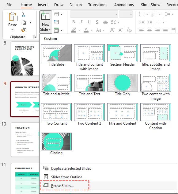 Reuse Slides Feature in PowerPoint