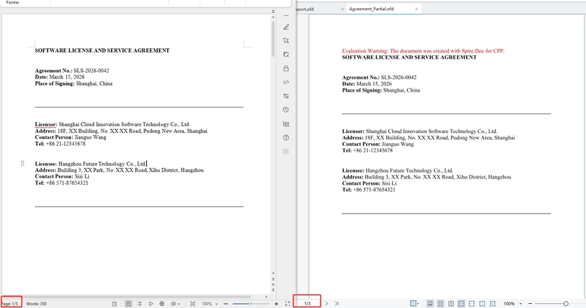 C++ Convert Specific Pages to OFD