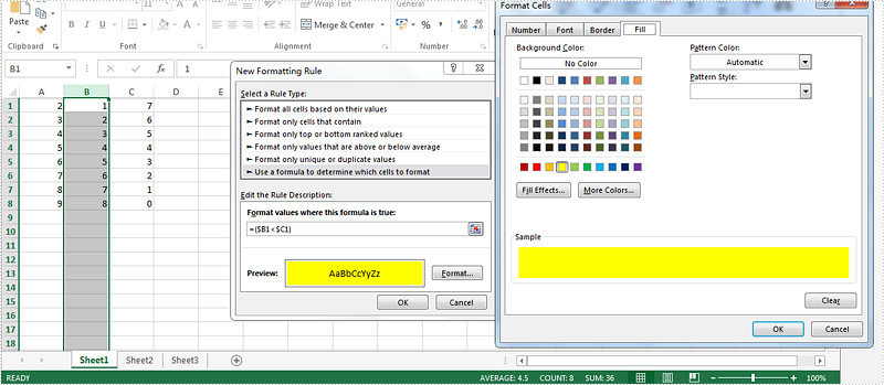 How to create a formula to apply conditional formatting in Excel in C#