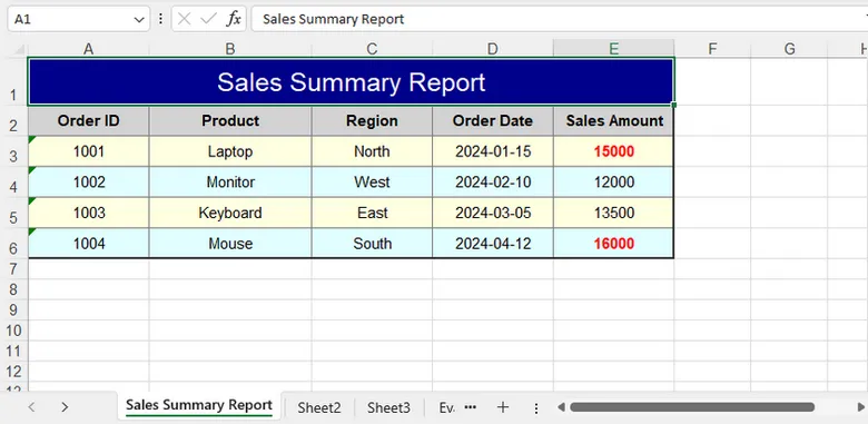 Create Excel and Apply Formatting