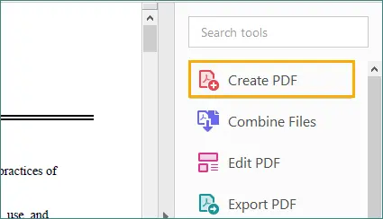 Click Create PDF option