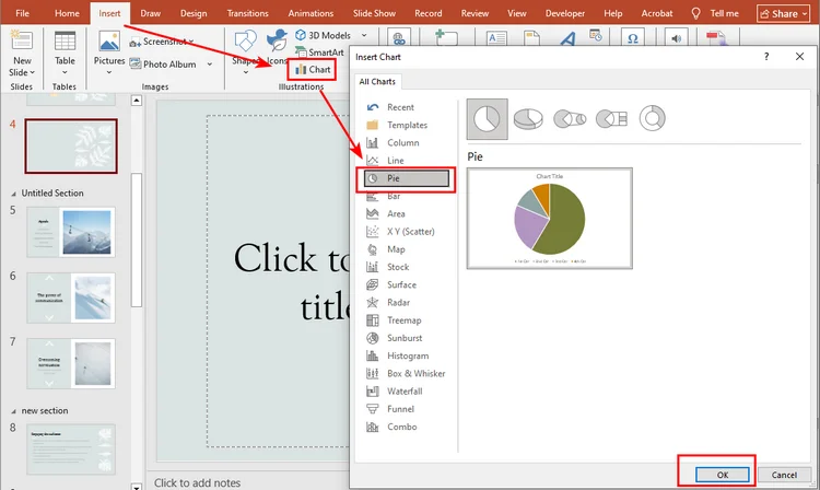 Create a Pie Chart in PowerPoint Presentation Manually