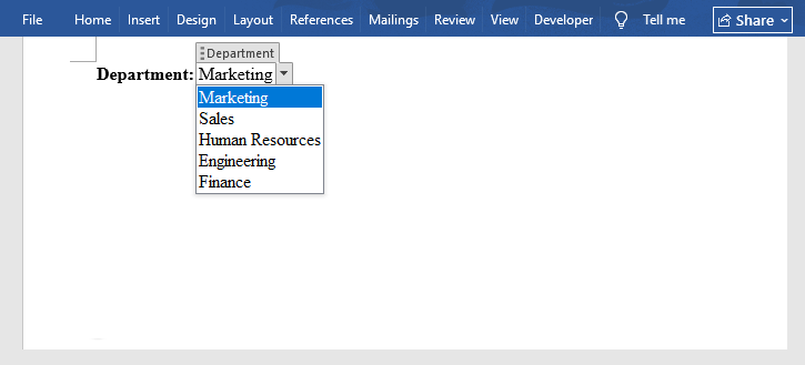 Générer une liste déroulante Word via C# et Free Spire.Doc