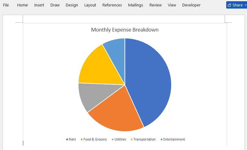 Insert a pie chart in a Word document using C# with Free Spire.Doc