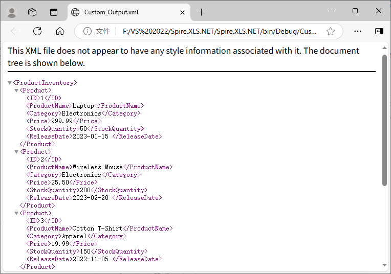 Convert CSV to custom XML structure using C# and Spire.XLS
