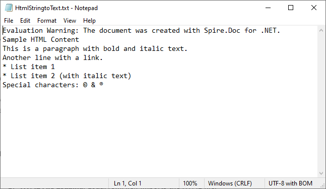 Convert an HTML string to plain text using C#