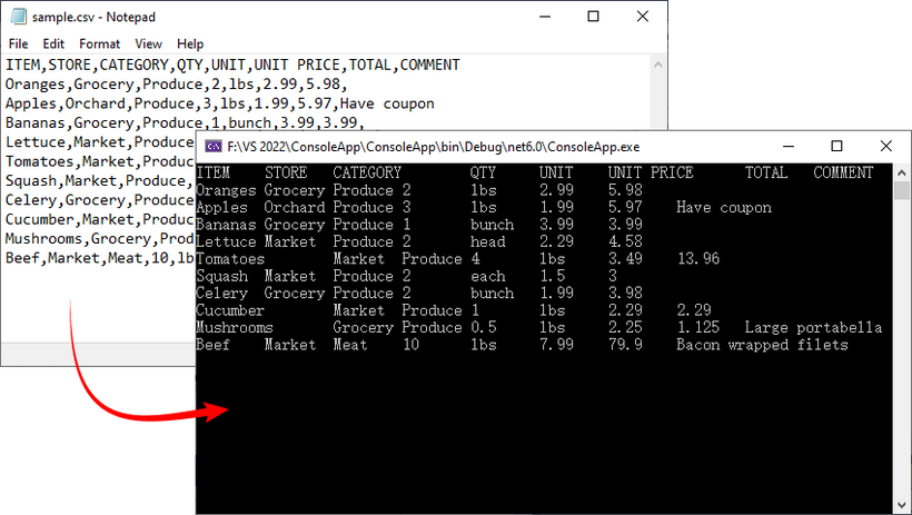 Read a CSV file to the console in C#