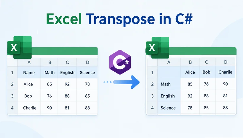 Explore 2 ways to transpose rows and columns via C#