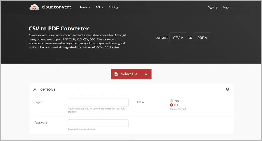 CSV als PDF mit einem Online-Konverter konvertieren
