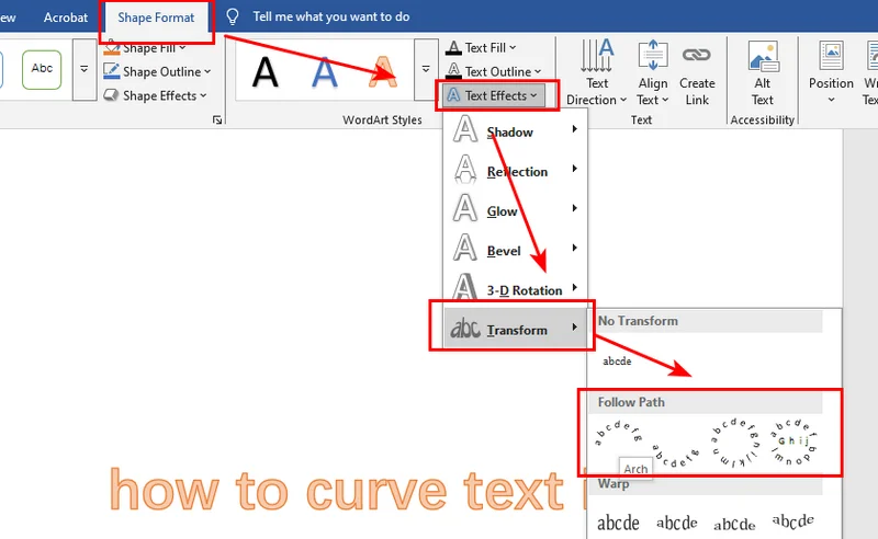 Comment courber le texte dans Word en utilisant WordArt