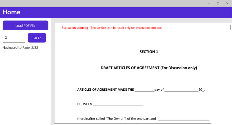Custom PDF viewer with page navigation