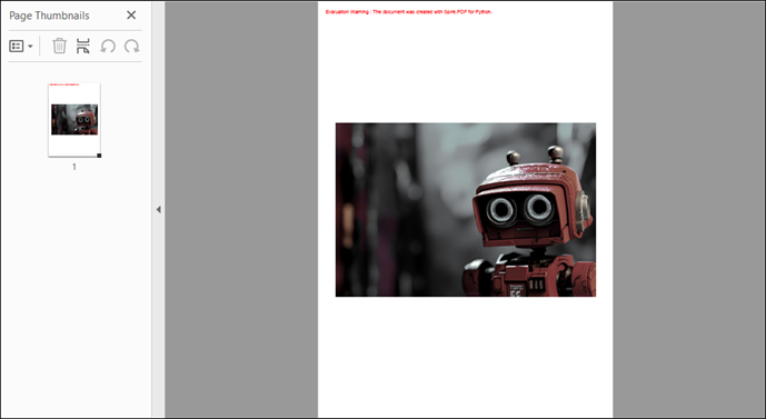 An image placed at the center of an A4 page in a PDF.