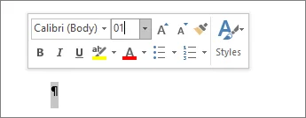 Changer la taille de police à 1 pour le paragraphe après un tableau