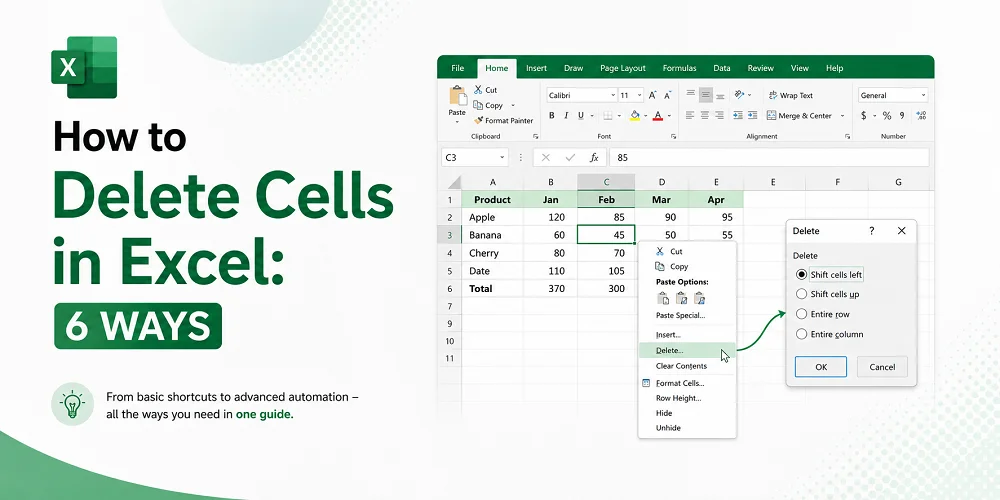 Step-by-Step Guide Showing How to Delete Cells in Excel