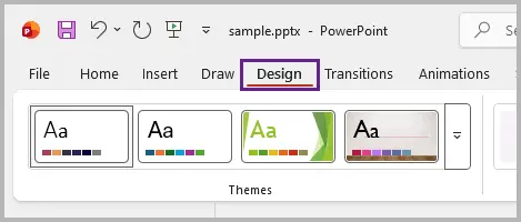 design tab in powerpoint ribbon