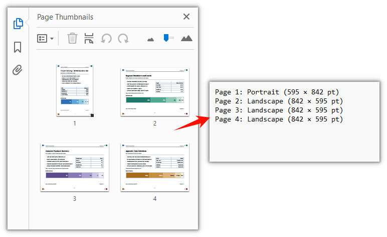 Detection result with the rotation angle recorded page by page