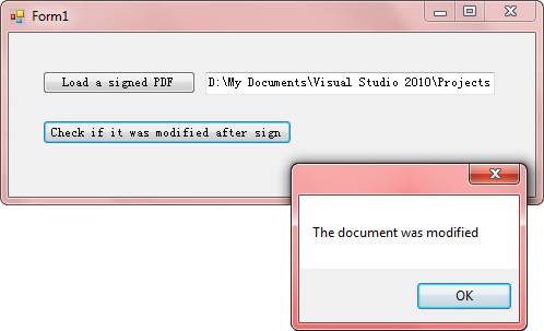 How to detect whether a signed PDF was modified or not using C#