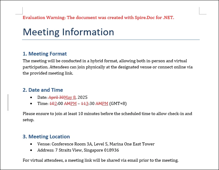 captura de tela do resultado do spire doc
