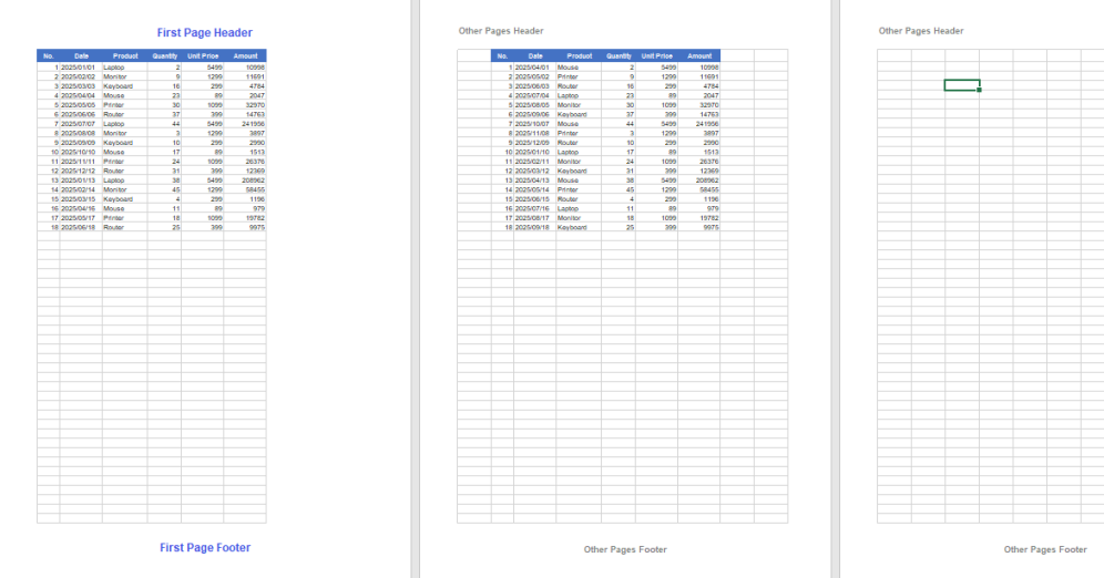 Set a Different Header and Footer on the First Page