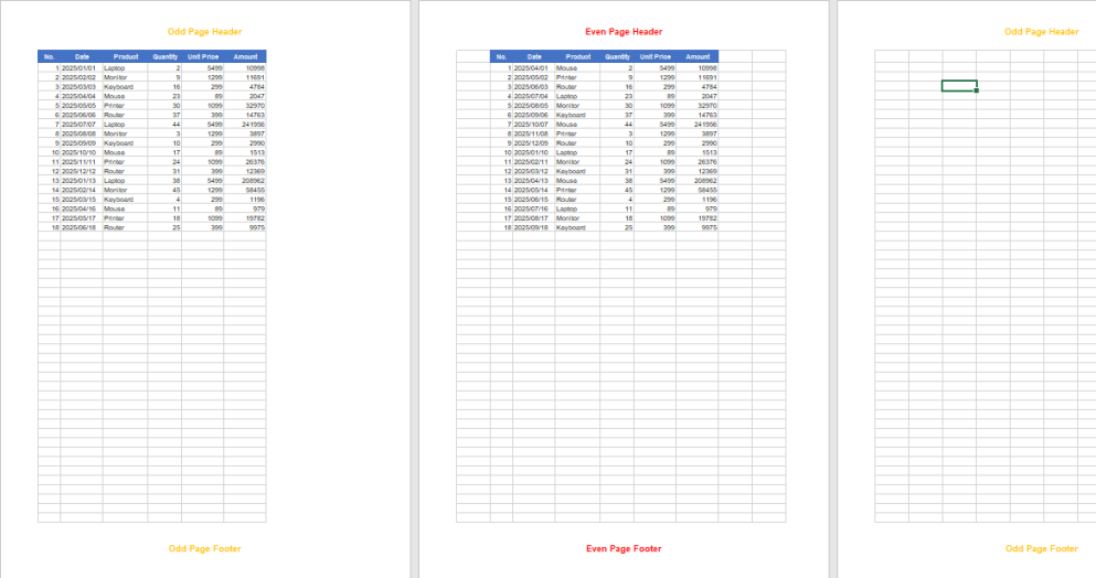 Set Different Headers and Footers for Odd and Even Pages