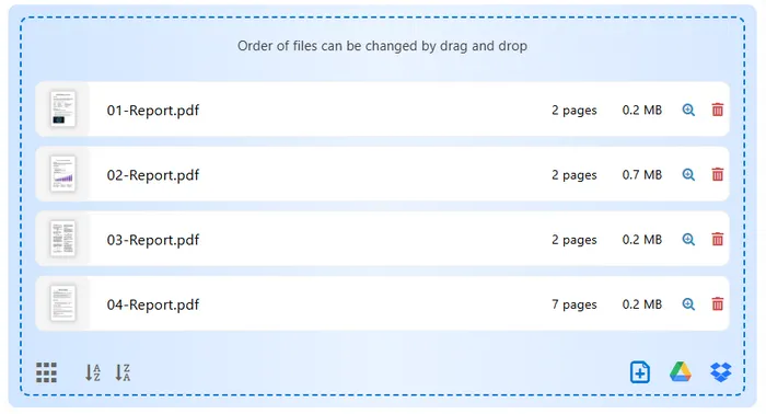 Drag PDFs in the exact order when merging