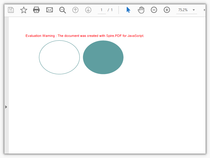 The result of drawing an ellipse outline and a filled ellipse on a PDF page