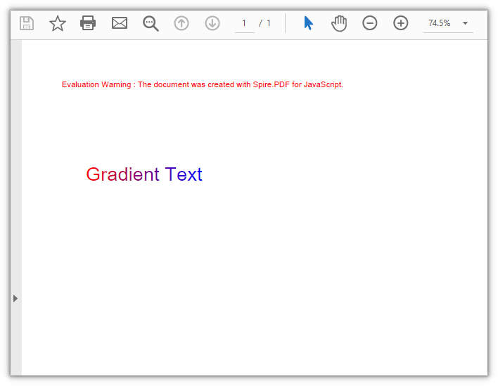 With the gradient rectangle matching the text width, red to blue sweeps across the entire line