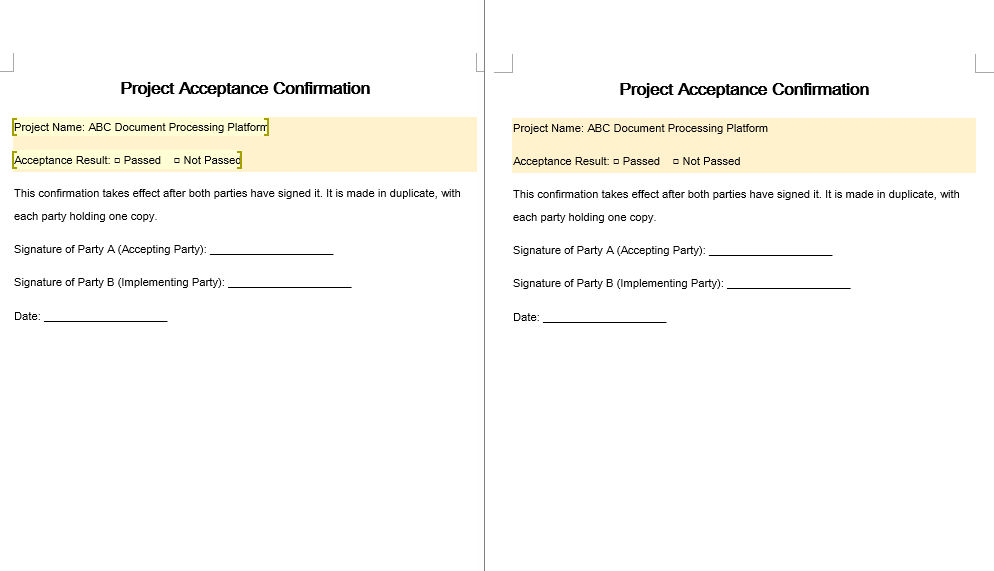 The document after the editable range markers are removed; the content and formatting stay unchanged